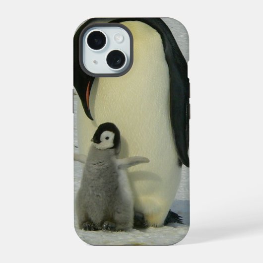 ペンギンがひなが見ている iPhone 15ケース (裏面)