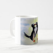 ペンギンがキスする水彩画のマグカップ コーヒーマグカップ (正面左)