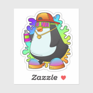 ペンギンがスプレーを使った画家 シール