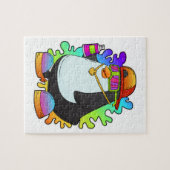 ペンギンがスプレーを使った画家 ジグソーパズル (横)