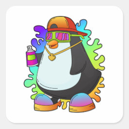 ペンギンがスプレーを使った画家 スクエアシール