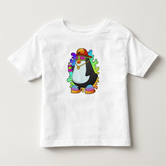 ペンギンがスプレーを使った画家 トドラーTシャツ (正面)