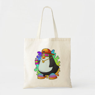 ペンギンがスプレーを使った画家 トートバッグ