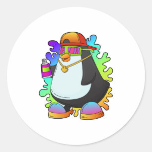 ペンギンがスプレーを使った画家 ラウンドシール