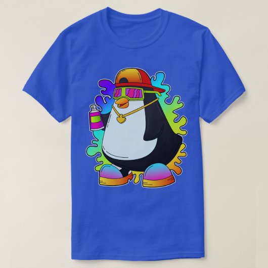 ペンギンがスプレーを使った画家 Tシャツ (デザイン正面)
