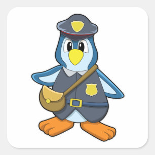 ペンギンがハンドバッグを持つ警察官 スクエアシール