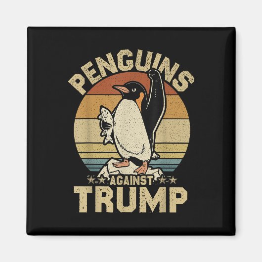 ペンギンがペンギンに抵抗おもしろいする マグネット (正面)