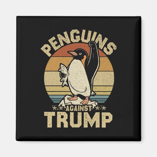 ペンギンがペンギンに抵抗おもしろいする マグネット (正面)