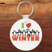 ペンギンが冬のTシャツと贈り物を愛する キーホルダー (正面)