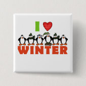 ペンギンが冬のTシャツと贈り物を愛する 缶バッジ (正面)