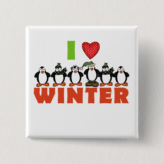 ペンギンが冬のTシャツと贈り物を愛する 缶バッジ (正面)