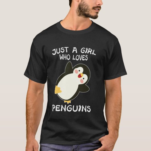 ペンギンが大好きな女の子のための面白いペンギングッズ Tシャツ (正面)