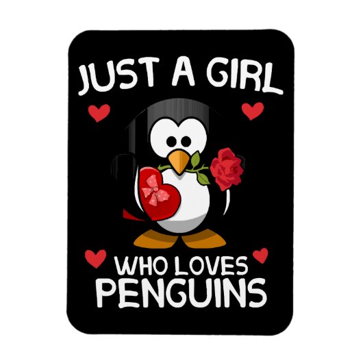 ペンギンが大好きな女の子 マグネット (縦)