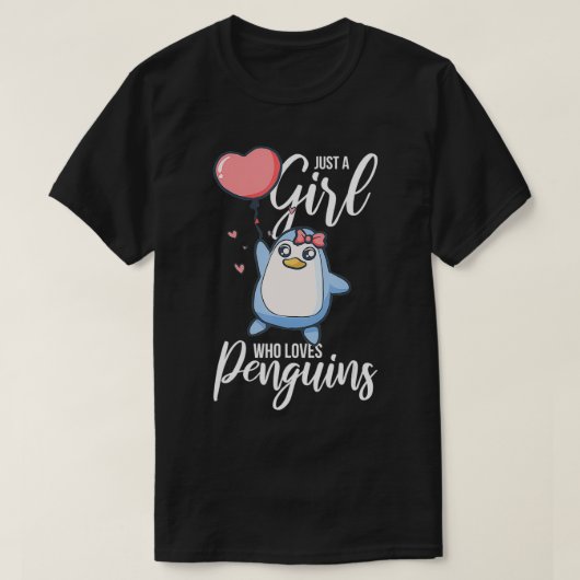 ペンギンが大好きな女の子 Tシャツ (デザイン正面)