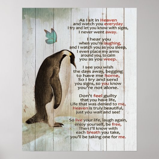 ペンギンが天国記念品に座る ポスター (正面)