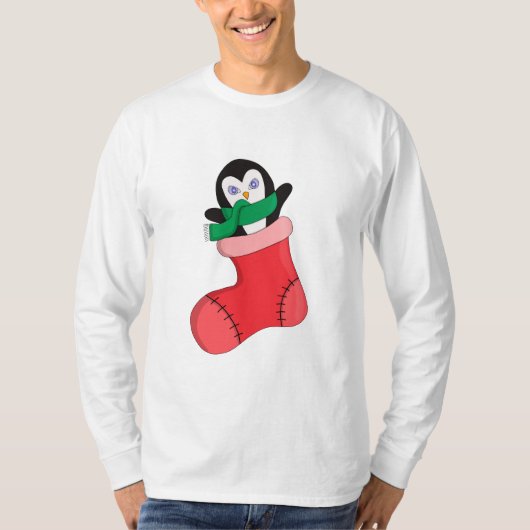ペンギンが寒さに温まる Tシャツ (正面)