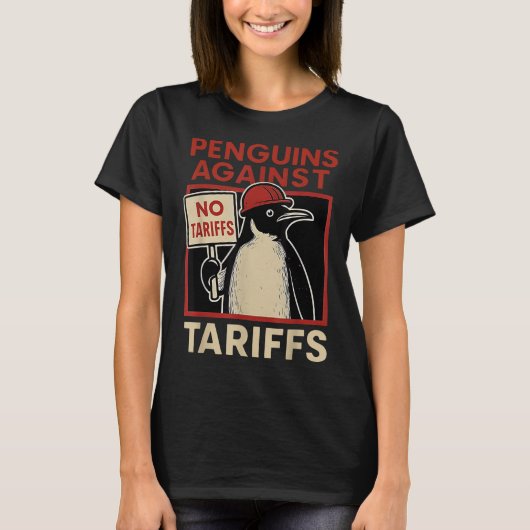 ペンギンが抗議する関税なし Tシャツ (正面)