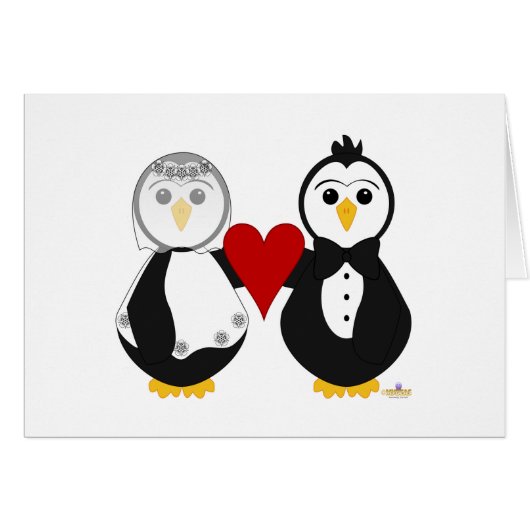 ペンギンが結婚してハートを持つ (正面横)