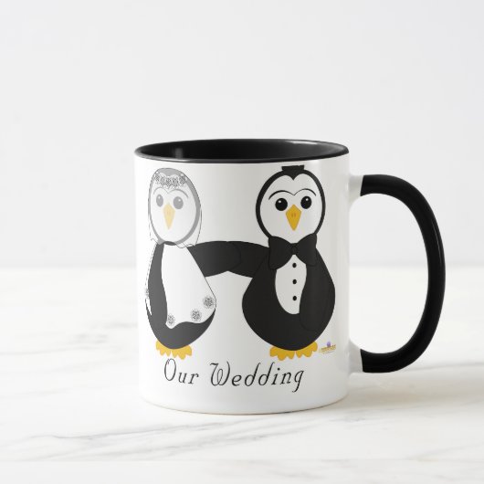 ペンギンが結婚結婚する マグカップ (右)