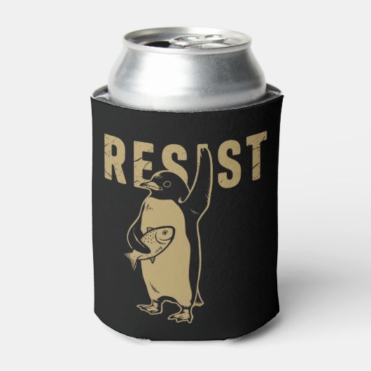 ペンギンが関税に抗議するレジストペンギン 缶クーラー (缶正面)