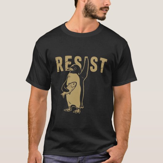 ペンギンが関税に抗議するレジストペンギン Tシャツ (正面)