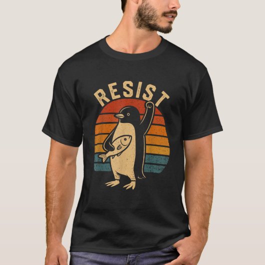 ペンギンが関税に抵抗する ペンギンの抗議 Tシャツ (正面)