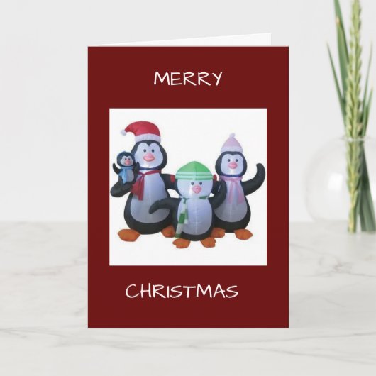 ペンギンが集まってクリスマスカードを贈る カード (正面)