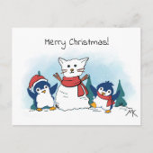 ペンギンが雪だるまを作っている クリスマス (正面)
