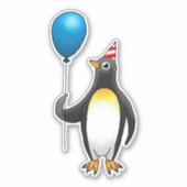 ペンギンが青い風船を持っています シール (正面)