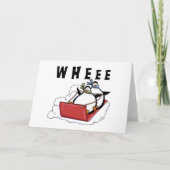 ペンギンがTシャツと贈り物をそりで売る シーズンカード (正面)