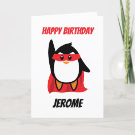 ペンギンすごいヒーローキッズスーパーヒーロー誕生日カード シーズンカード