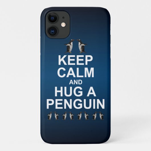 ペンギンだきしめよう iPhone 11 カバー (青) (裏面)