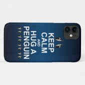 ペンギンだきしめよう iPhone 11 カバー (青) (裏面(横))