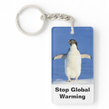 ペンギンで地球温暖化をストップしよう(両面)キーチェーン