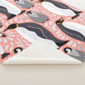 ペンギンとその子はピンクのパターンの上にいる シェルパブランケット (3/4)