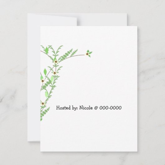 ペンギンとつる植物ベビーシャワー招待状 招待状 (裏面)