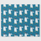 ペンギンとのシームレスな水彩模様 ラッピングペーパー (フラット)