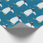 ペンギンとのシームレスな水彩模様 ラッピングペーパー (角)