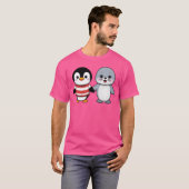 ペンギンとアザラシの友達 レトロ Tシャツ (正面フル)