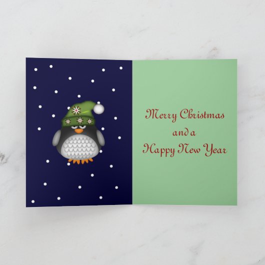 ペンギンとインサイドの可愛いクリスマスカード文字 シーズンカード (内部)