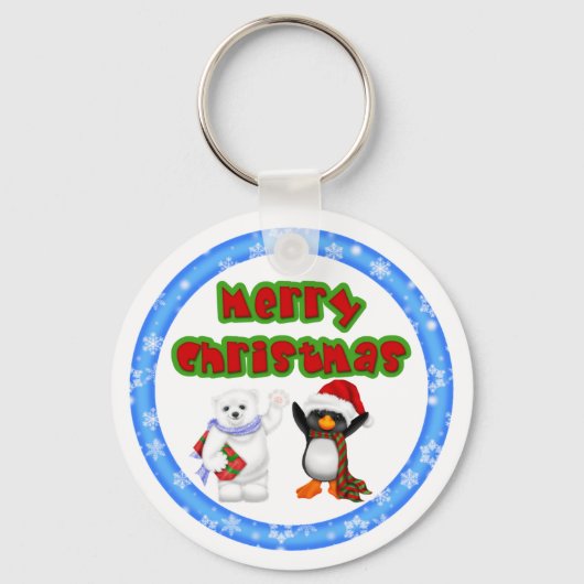 ペンギンとクマのクリスマスの願い キーホルダー (正面)