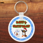 ペンギンとクマのクリスマスの願い キーホルダー (正面)