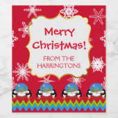 ペンギンとスノーグローブ、クリスマスワインラベル ワインラベル (シングルラベル)