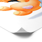 ペンギンとテディベアのぬいぐるみプリント ポスター (角)