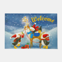 ペンギンとトナカイ ドアマット