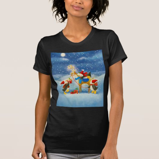 ペンギンとトナカイ Tシャツ (正面)