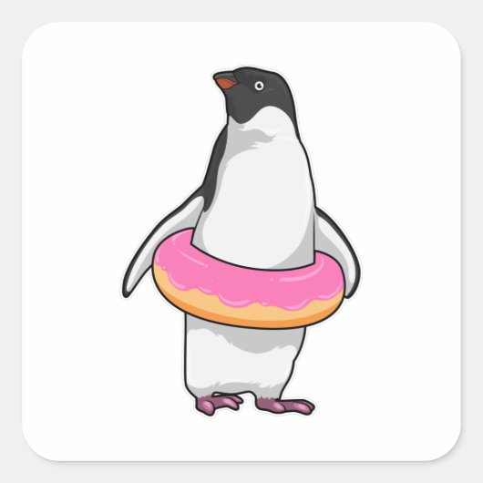 ペンギンとドーナツ スクエアシール (正面)