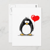 ペンギンとハート風船 ポストカード (正面/裏面)