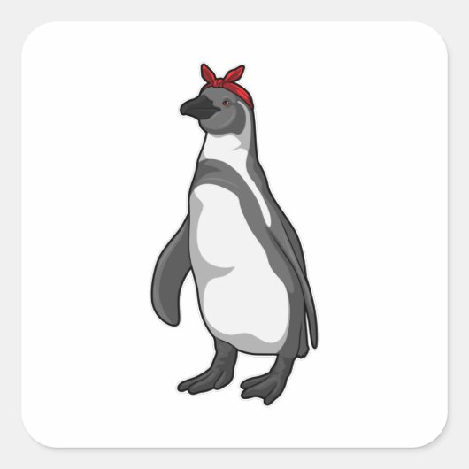 ペンギンとバンダナ スクエアシール (正面)