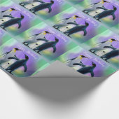 ペンギンとベビー誕生日 ラッピングペーパー (角)